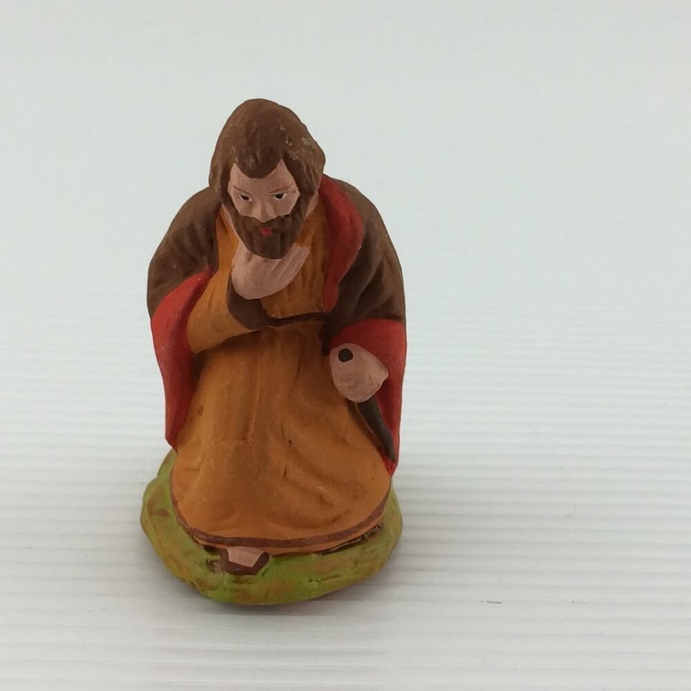 Terracotta Santon Farandole Joseph in Prayer Christmas Village France Figurine